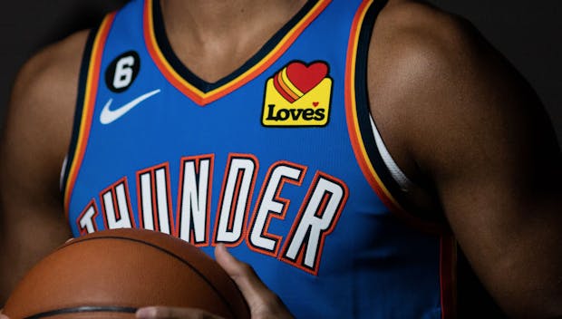 Love's Travel Stops jersey patch sponsorship with the Oklahoma City Thunder (Thunder)