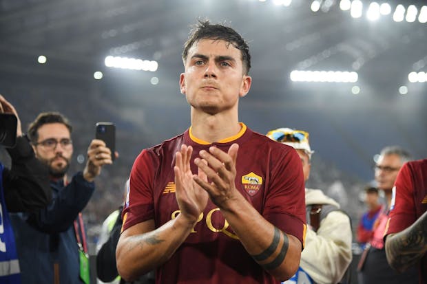 AS Roma has displayed 'SPQR', the motto of the Roman Empire, on its shirts after a deal with DigitalBits fell through. (Photo by Silvia Lore/Getty Images).