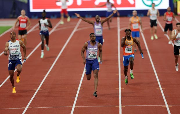 The Men's 4x100m Relay Final on day 11 of the European Championships (Photo by Amin Mohammad Jamali/Getty Images)